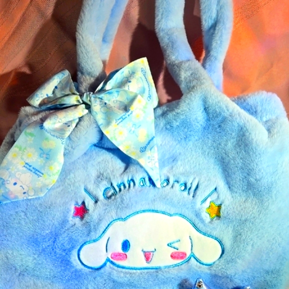 Blue Plush Cinnamoroll Bag with Cinnamoroll Plush Keychain - Picture 6 of 16
